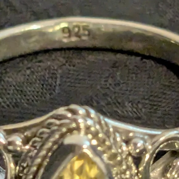 🆕 Elegant 925 Sterling Silver. Ring Genuine Citrine Ring Size 7 - Picture 5 of 6